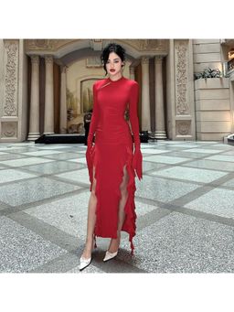 PARTIQ - Solid Full Sleeves Maxi Dress