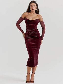 PARTIQ - Solid Full Sleeves Midi Dress