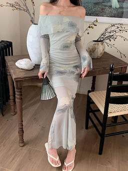 PARTIQ - Floral Full Sleeves Maxi Dress