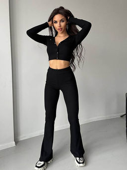 PARTIQ - Black Solid Full Sleeves Co-Ord (Set of 2)