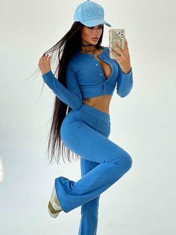 PARTIQ - Blue Solid Full Sleeves Co-Ord (Set of 2)