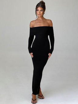 PARTIQ - Solid Full Sleeves Maxi Dress