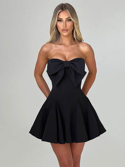 PARTIQ - Black Solid Sleeveless Mini Dress