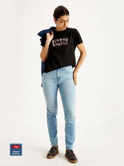 Levi's - Womens High Rise 724 Straight Fit Light Blue Jeans