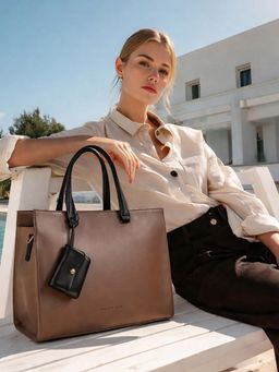 Haute Sauce - Women's The Circadian Office Tote Bag with Detachable Strap - Chocolate Brown