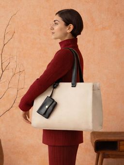 Haute Sauce - Women's The Circadian Office Tote Bag with Detachable Strap - Cream White