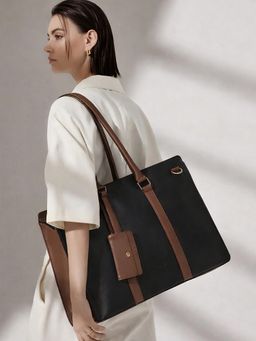 Haute Sauce - Women's The Diurnal Office Tote Bag with Detachable Strap - Midnight Black