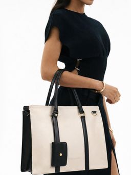 Haute Sauce - Women's The Diurnal Office Tote Bag with Detachable Strap - Cream White