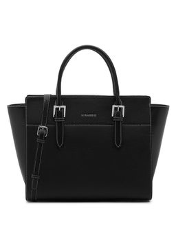 MIRAGGIO - Black Agatha Stylish Handbag with Detachable Strap (Medium)