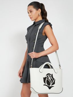 THE GUSTO - Playdate Rose Tote Bag with Detachable Strap- White (S)