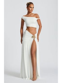 Bee Boe - Orchid Whisper Ivory Maxi Skirt