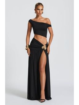 Bee Boe - Orchid Whisper Black Maxi Skirt