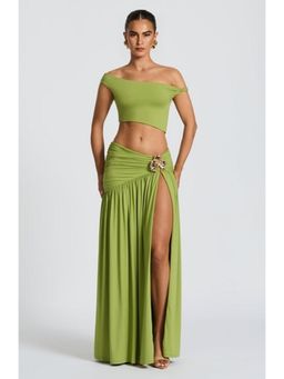 Bee Boe - Orchid Whisper Olive Maxi Skirt