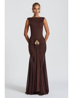 Bee Boe - Orchid Mesh Plum Brown Maxi Skirt