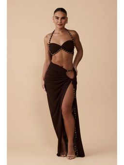 Bee Boe - Azure Escape Espresso Brown Mesh Skirt