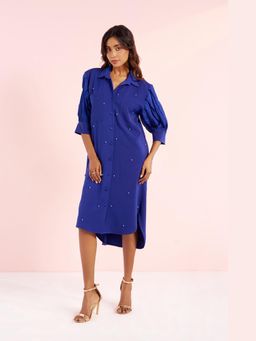 BAHAARA BY DIVYA NARULA - Blue Sofiya Shirt Dress