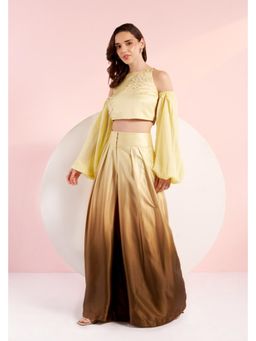 BAHAARA BY DIVYA NARULA - Brown Amelia - Ballooned Sleeves Top And Pant