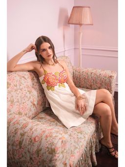 BAHAARA BY DIVYA NARULA - White Mini Dress With Embroidered Bodice