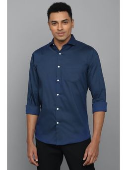 Allen Solly - Men Navy Slim Fit Textured Full Sleeves Casual Shirt