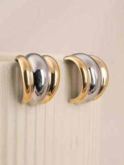 Palmonas - Gold & Silver Multimetal Half Curl Stud Earring