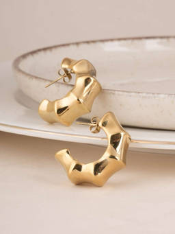 Palmonas - Gold Half Circular Hoop Earrings