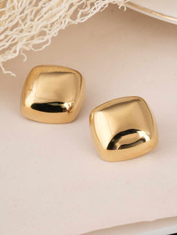 Palmonas - Gold Chunky Cube Stud Earrings