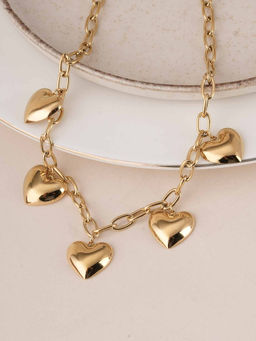 Palmonas - Gold Chunky Heart Chain Necklace