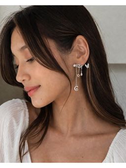 SKO - Miora Silver Mismatched “CRAZY” Butterfly Pearl Drop Earrings