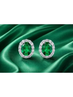 SKO - Miora Green Emerald Halo Stud Earrings