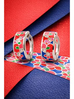 SKO - Miora Red Red-Purple Enamel Floral Earrings