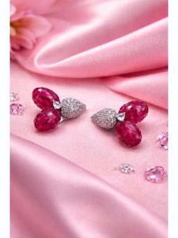 SKO - Miora Pink Ruby Floral Stud Earrings