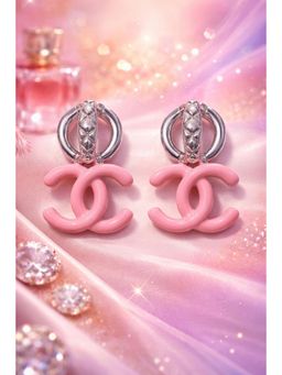 SKO - Miora Gold Pink Enamel Interlock Earrings