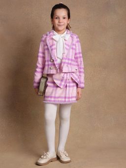 One Friday - Girls Pink Checks Jacket