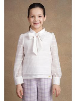 One Friday - Girls Off White Seersucker Full Sleeves Top