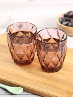 India Circus by Krsnaa Mehta - Plum Embossed Small Glasses (Set of 2)