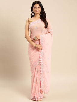 Kasee - Floral Zari Pure Georgette Saree with Unstitched Blouse
