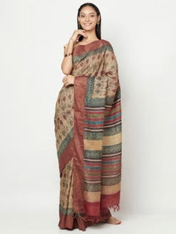 Fabindia - Silk Tussar Bagru Print Sari