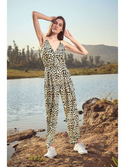 NEOFAA - Leopard Print Strappy Jumpsuit