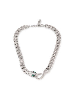 Priyaasi - Silver Stone Studded Linked Snake Chain