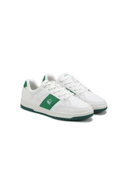 United Colors of Benetton - Perforations Lace-Up White & Green Sneakers