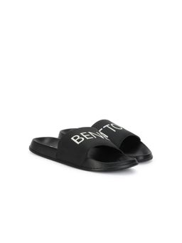 United Colors of Benetton - Men PU Black Sliders