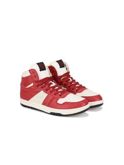 United Colors of Benetton - Perforations Lace-Up Mid Top Red Sneakers