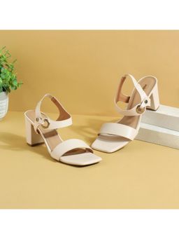 Mochi - Women Off White Casual Sandal Heels