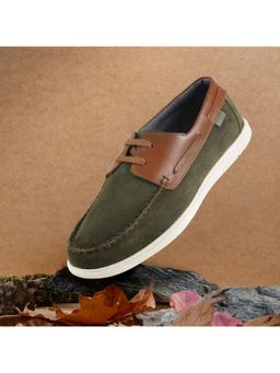 Mochi - Men Green Lace Up Casual Boat Shoes
