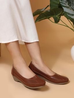 Carlton London - Women Comfort Slip-On Wedges Loafers-Brown