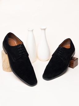 Louis Stitch - Men Jet Black Suede Leather Lightweight Derbies