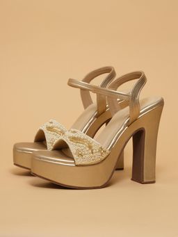 ERIDANI - Women Rasha Gold Festive Sandal Heels