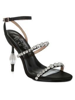 London Rag - Luxe Women Diamante Embellished Fantasy Black Heels