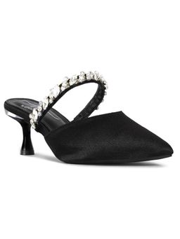 London Rag - Women Diamante Embellished Strap Black Sandal Heels