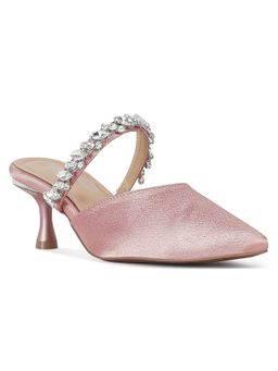 London Rag - Women Diamante Embellished Strap Pink Sandal Heels